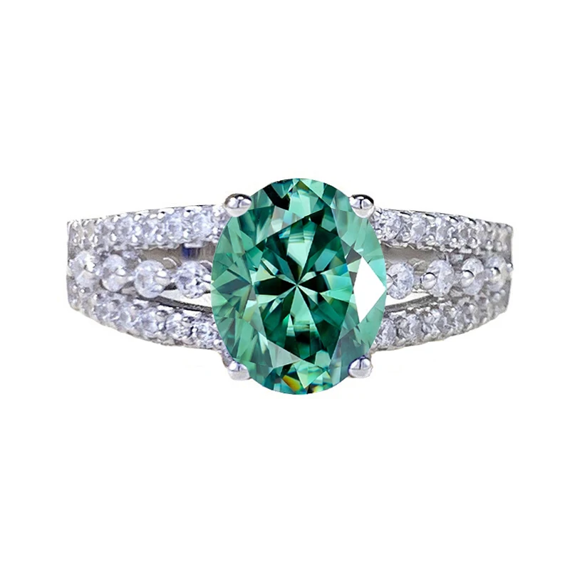 

FIRERING 100% 2ct овальное зеленое кольцо с муассанитом для женщин 7x9 мм GRA сертификат прошел тест на годовщину ювелирные изделия подарок S925 серебро