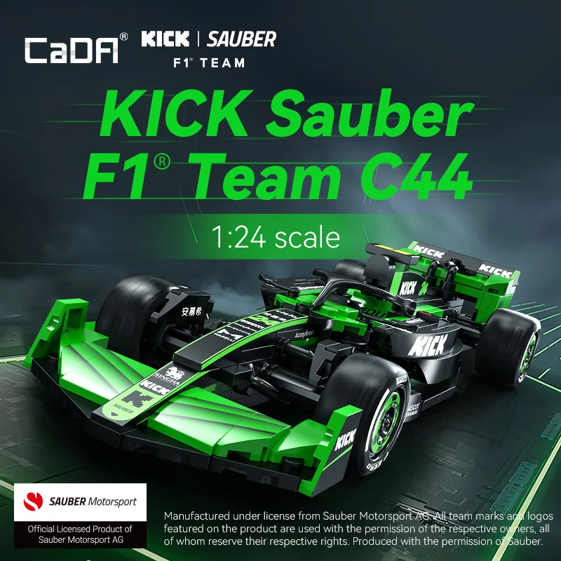 

CaDA 2024 MOC Sauber F1 Team C44 Formula 1 (F1) Гоночный автомобиль Спортивный автомобиль Строительные блоки Праздничный подарок Детский строительный блок Игрушка