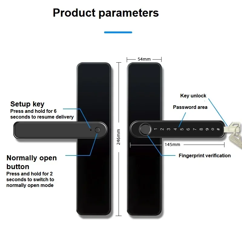 Cerradura de puerta biométrica con huella dactilar, cerradura electrónica inteligente con contraseña para puerta de madera interior, aplicación remota, desbloqueo, cerraduras antirrobo