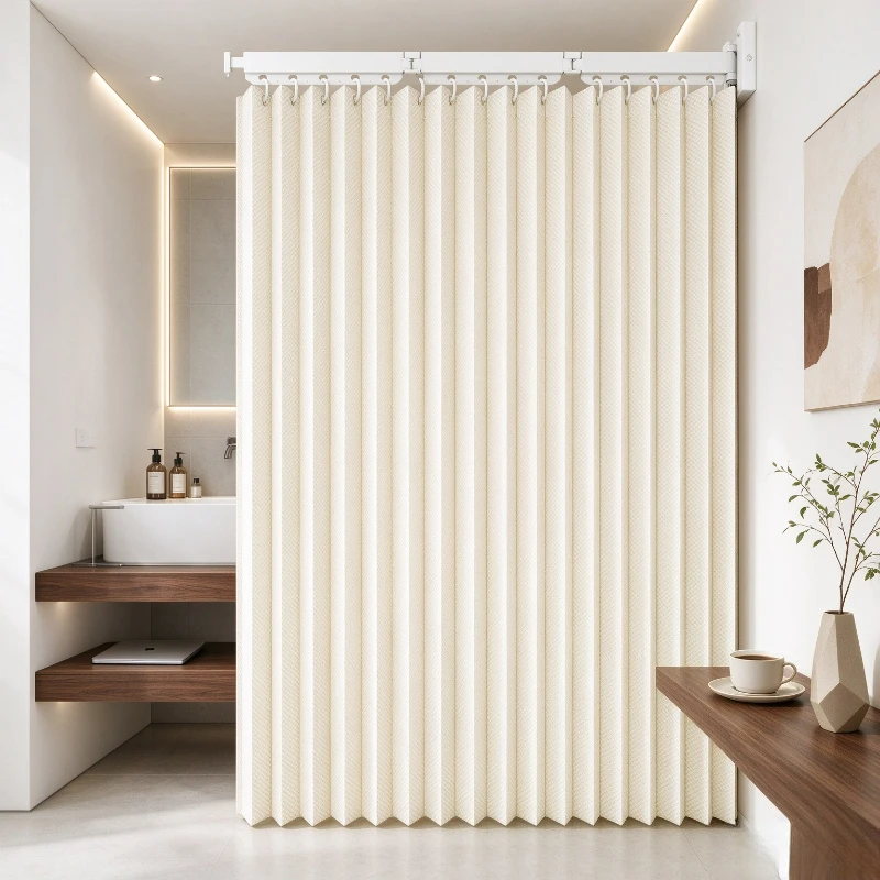Folding Shower Curtain Bathroom Divider Waterproof Wet Dry Separator Shower Partition Screen and Modern Home Daily Use Pack Sets