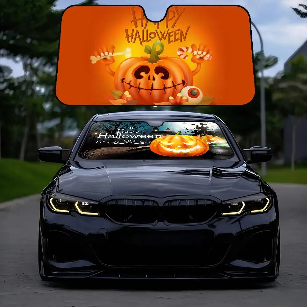 

HAPPY Halloween Wallpaper Car SunShade Car Sunshade Window Sunshade Hood Interior Front Baffle Double Ring Sunshade