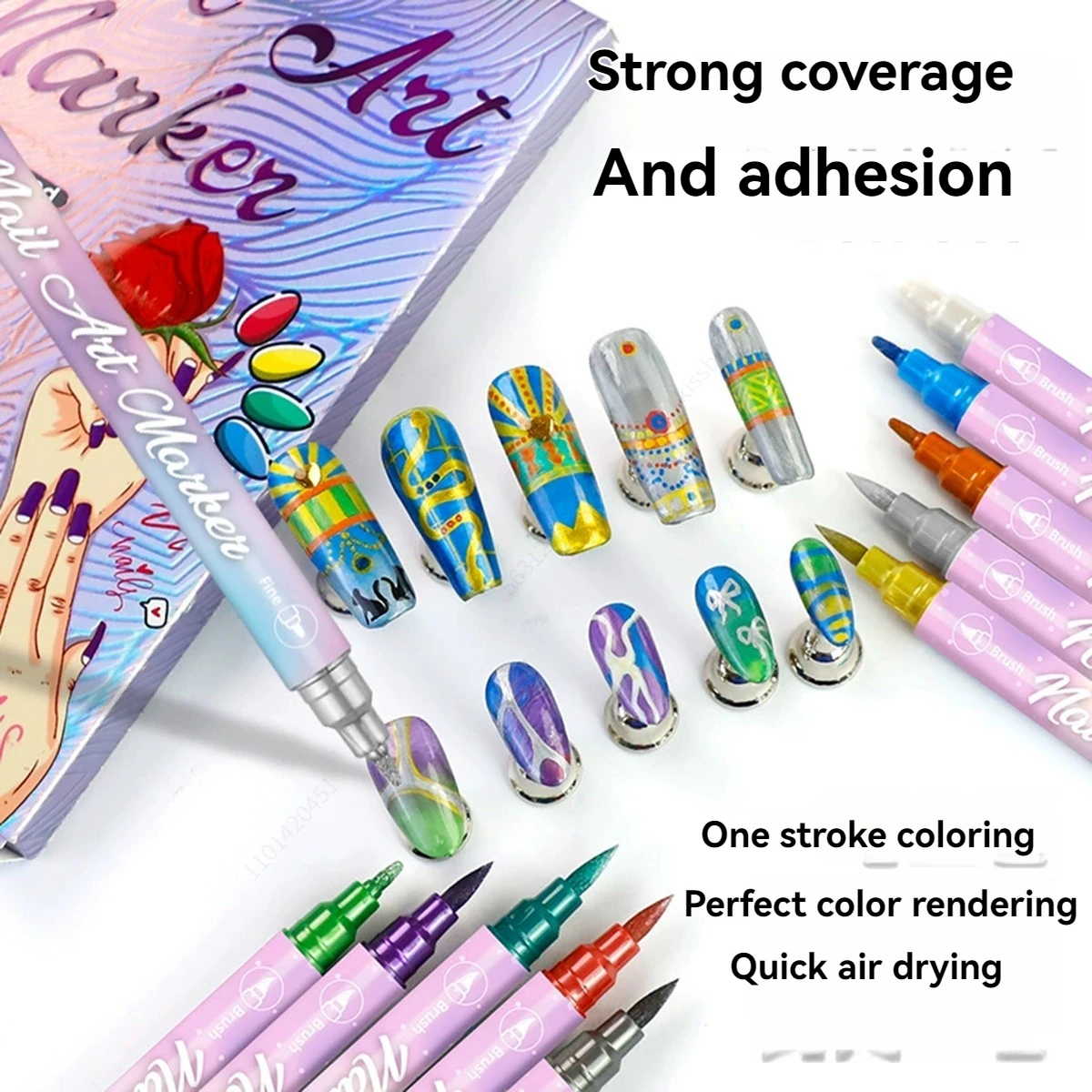 10개/세트 컬러풀 방수 네일 아트 그래피티 펜 DIY 3D 네일 아트 드로잉 펜 추상 라인 매니큐어 도구 페인팅 라이너