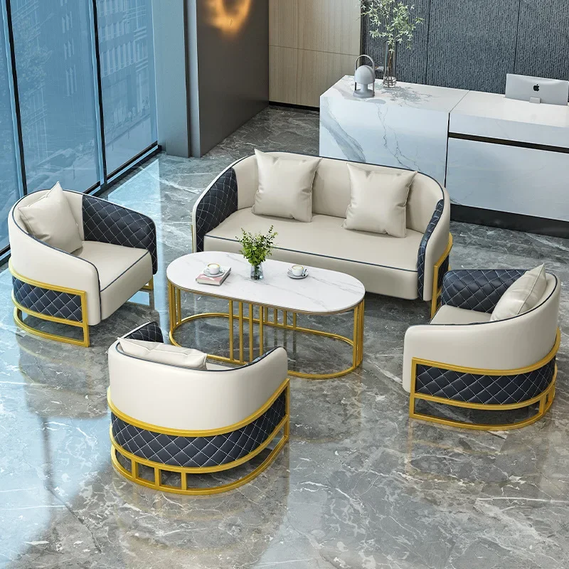 Leisure hotel reception sales office negotiation table and chair, beauty salon business meeting sofa coffee table combination