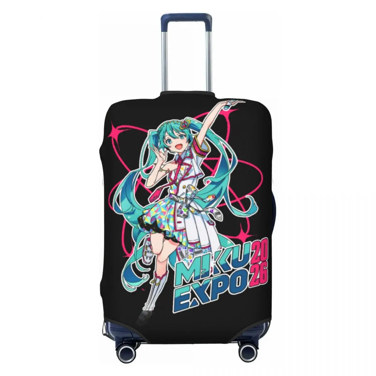 カスタム初音ミク-vocaloid-ロックアニメ荷物カバープロテクターファッション旅行スーツケースカバー-18-32-インチ用