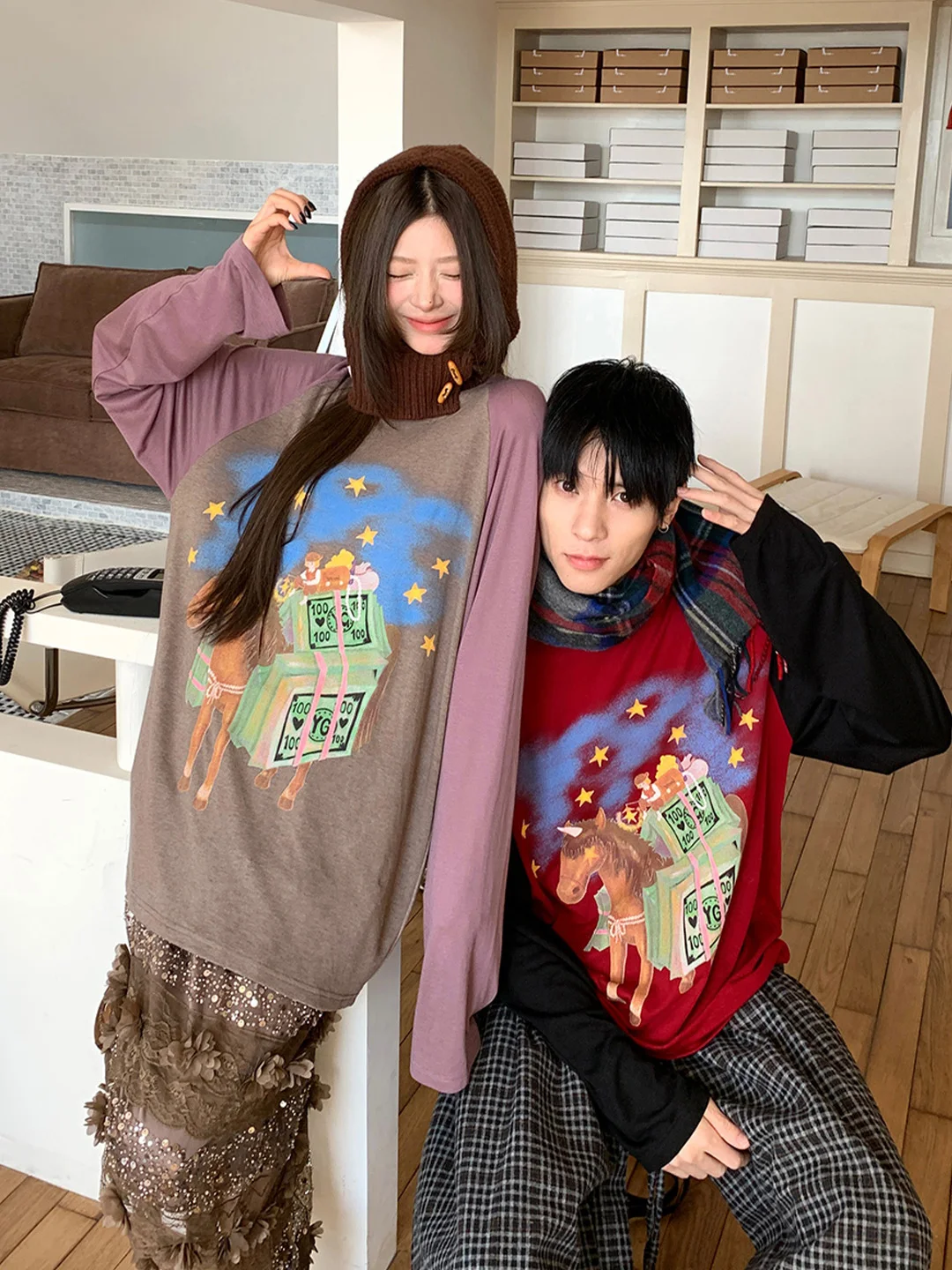 

Футболка женская Yanag из шерсти с длинным рукавом и вставками на плечах, свободного кроя, повседневная, от DEARSOCUTE Buy Hand Store