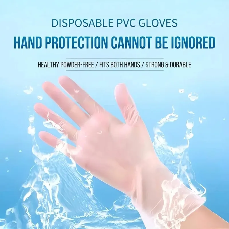 Disposable PVC Gloves 100 PCS Transparent for Home Dental Kitchen Export Certified Food Safe Medical Protective Gloves