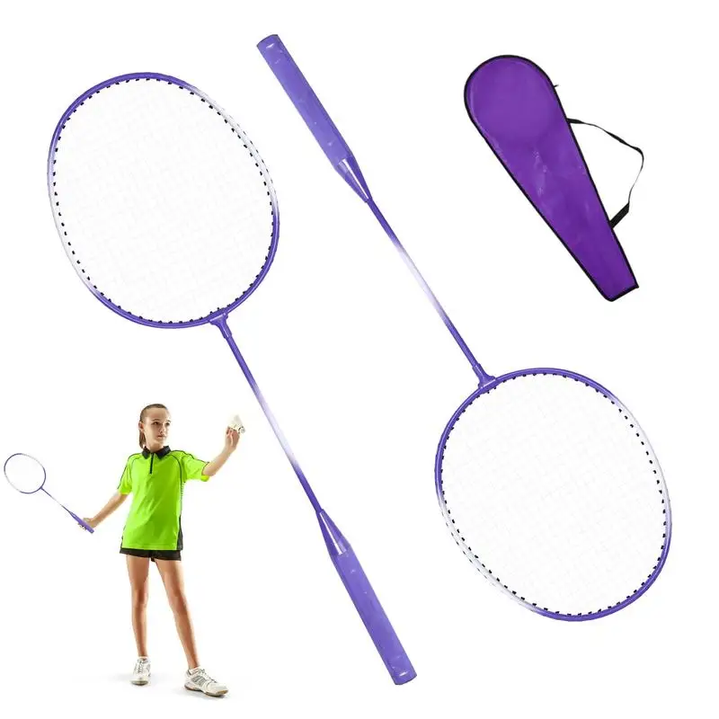 Badminton Racquet Portable 2 Player Badminton Rackets Indoor Badminton Set Sports Gear For Adults Teenagers Children Recreation