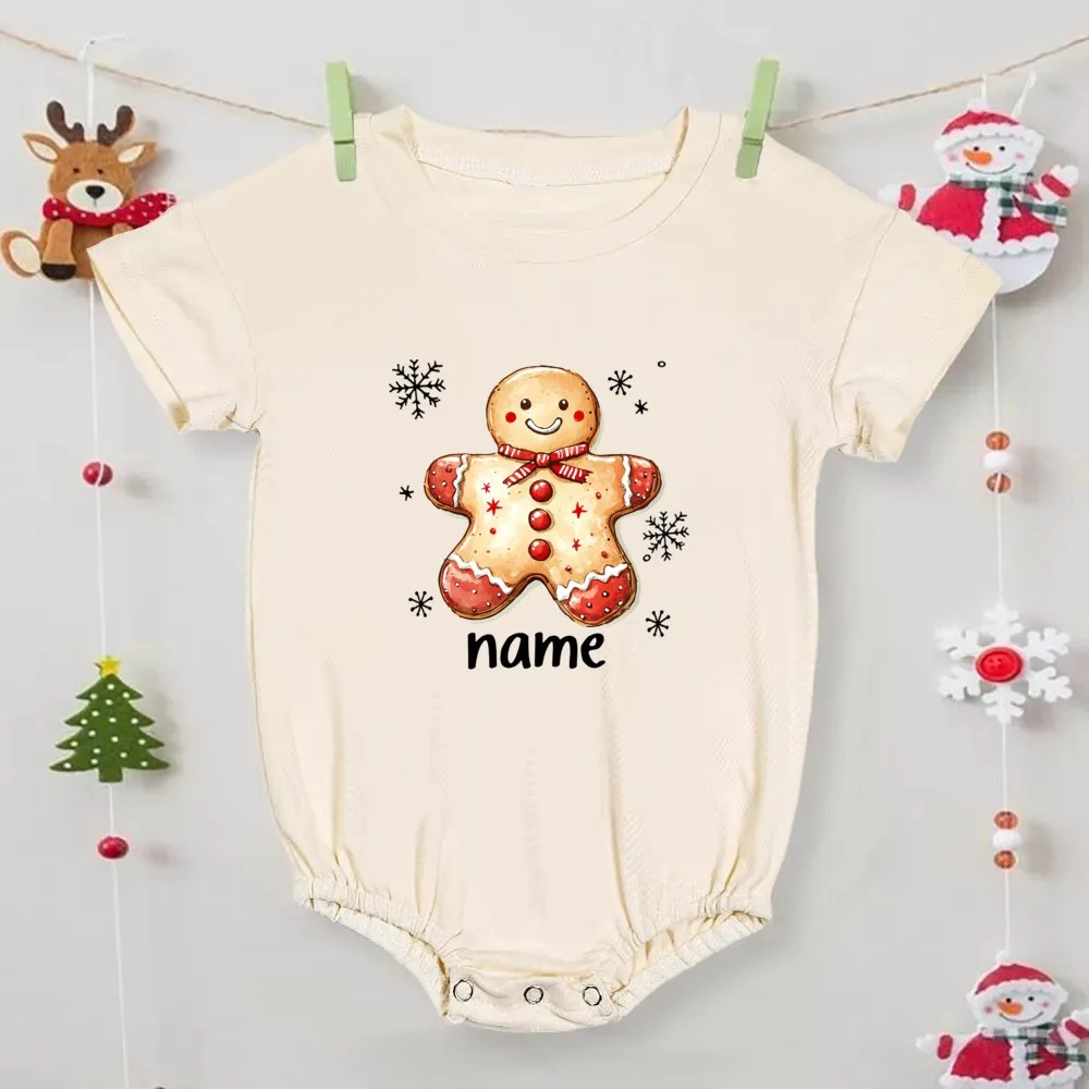 سانتا كلوز طباعة ارتداءها اسم مخصص الطفل البيج فقاعة ارتداءها الأطفال قصيرة الأكمام طفلة الصبي ارتداءها