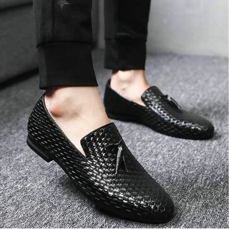  Men Casual shoes Leather Loafers Office Shoes big size 7yu89 Men Weave Driving Moccasins Comfortable Slip on Loafer Shoes