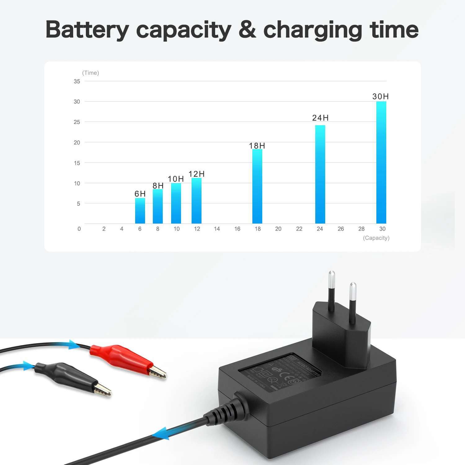 7.3V Lifepo4 Battery Charger For 6V Lifepo4 Rechargeable Battery  7.3V 1A Output Adapter for Lithium Iron Phosphate Batteries