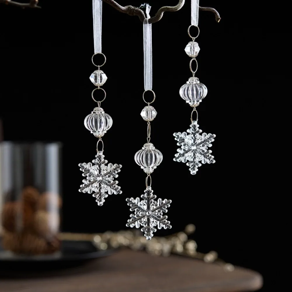 Household Acrylic Xmas Icicle Pendant Artificial Transparent Snowflake Pendant Glitter Xmas Tree Hanging Ornament Navidad