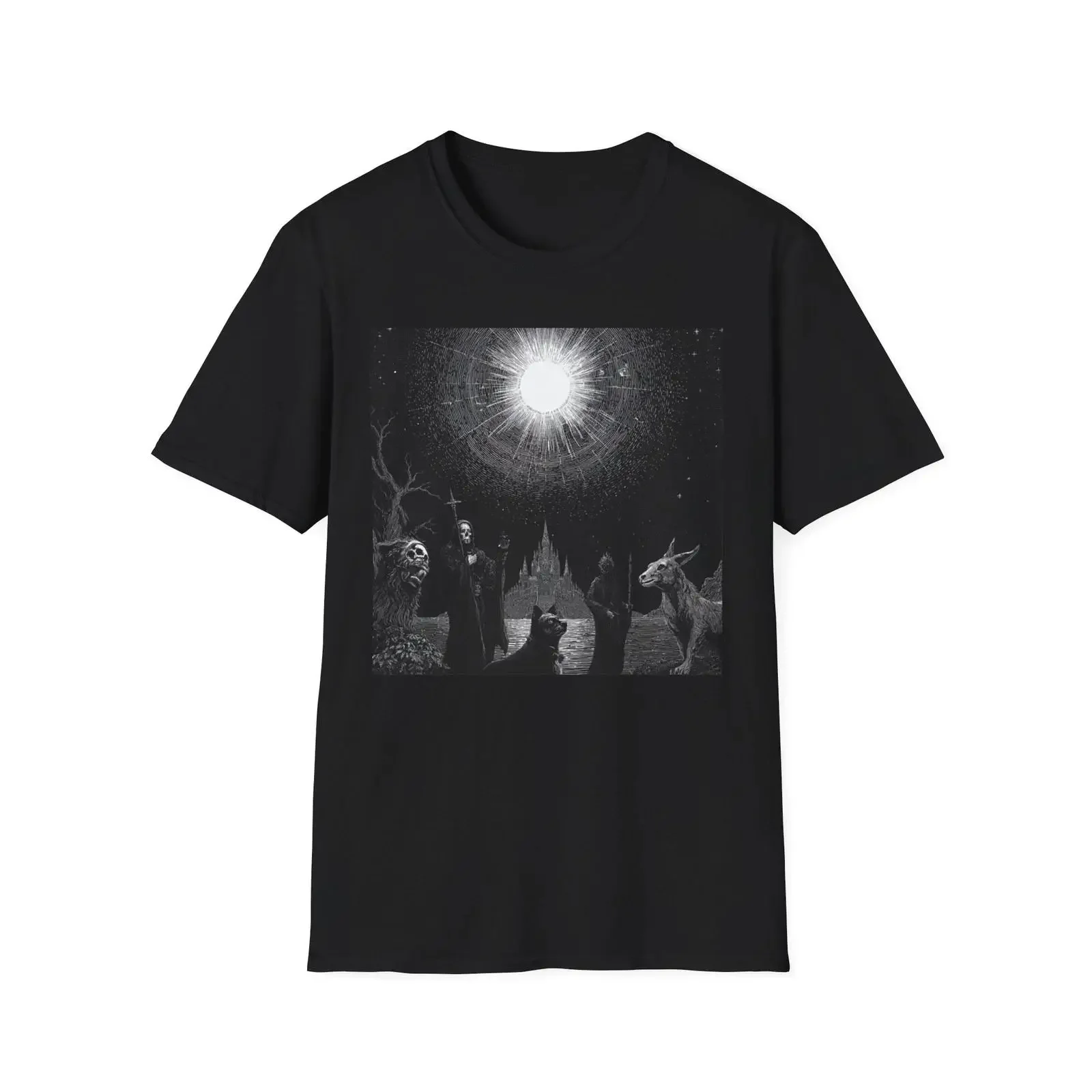 Dark Sorcerer Black Metal T-Shirt Grim Occult Cotton Vintage Washed Streetwear Vielseitige grafische Designer-Kleidung Mode