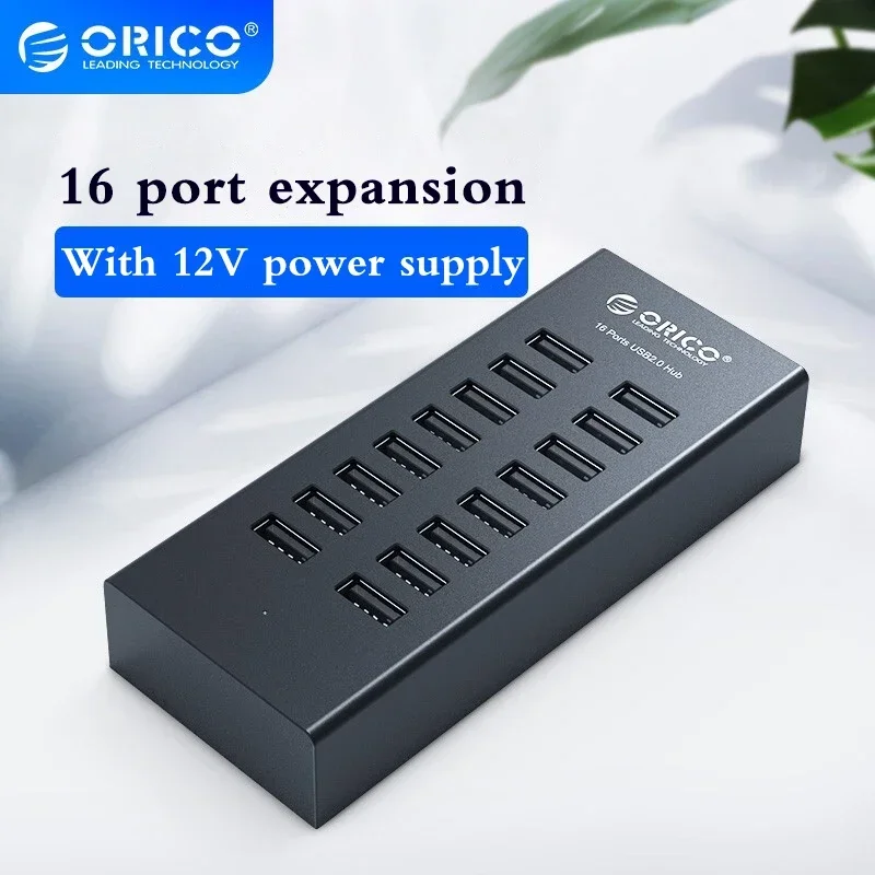 ORICO Industrial USB Hub 16 Port Aluminum USB Splitter Power Adapter Dock Station for Computer Accessories Orico Official Store