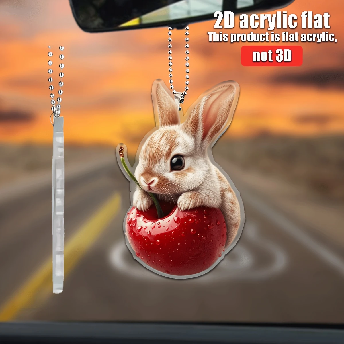 Pack of 5 2D Flat Designs, the Patterns Include Rabbit and Cherry Blossom Elements These Flat Simulation Materials Can Be Used in Areas Such as Car Decoration, Fun Home Decor, Backpack Decoration, and Keychain Making, Making Them Ideal as Gift Items. Acrylic Material