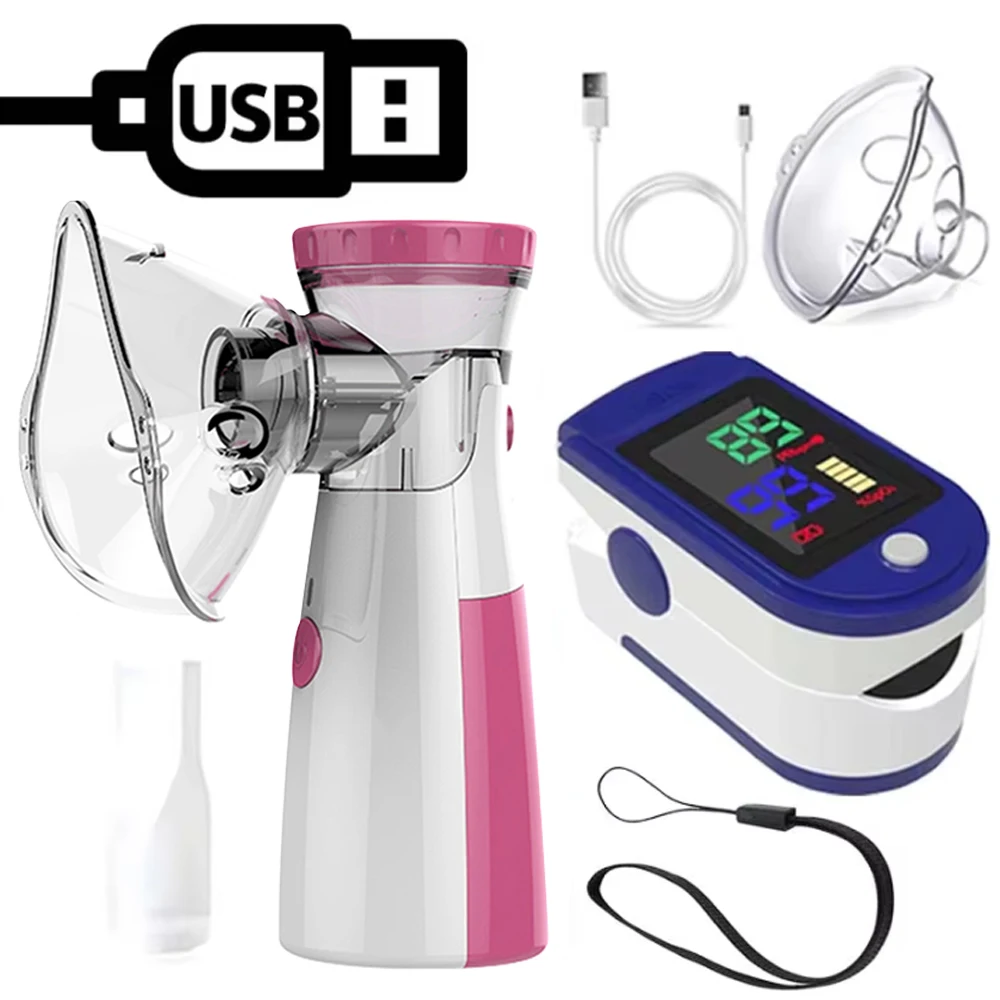 Oxímetro, Productos para el Cuidado de la Salud, Atomizador Médico de Malla, Nebulizador Portátil, Inhalador de Mano, Oxígeno en Sangre para Adultos y Niños