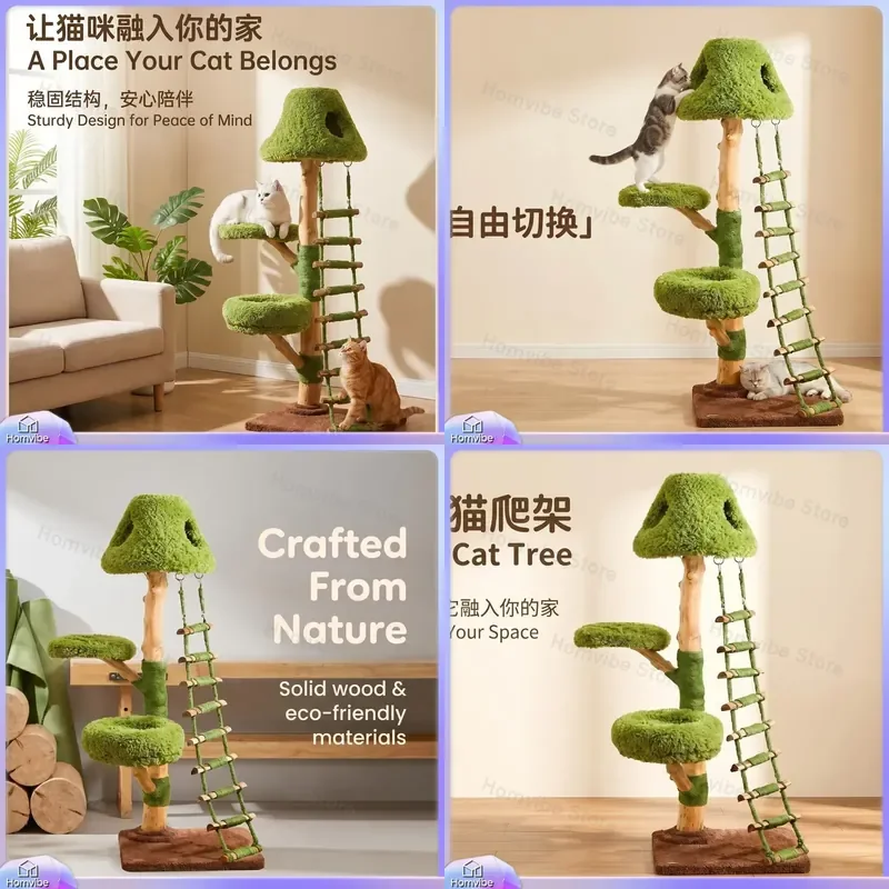 Simulation Forest Cat Tree Corner Climbing Frame Space Saving Multi Level Cat Condo with Nest Modern Furniture for Living