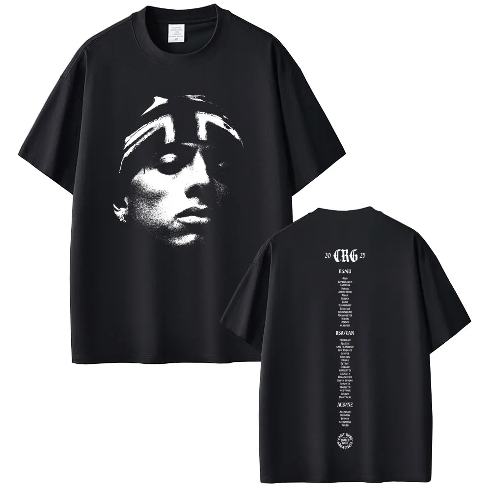 Rapper Central Cee Face Graphic T Shirt CAN'T RUSH GREATNESS World Tour 2025 T-shirt Men Women Hip Hop Fashion Oversized Tshirt