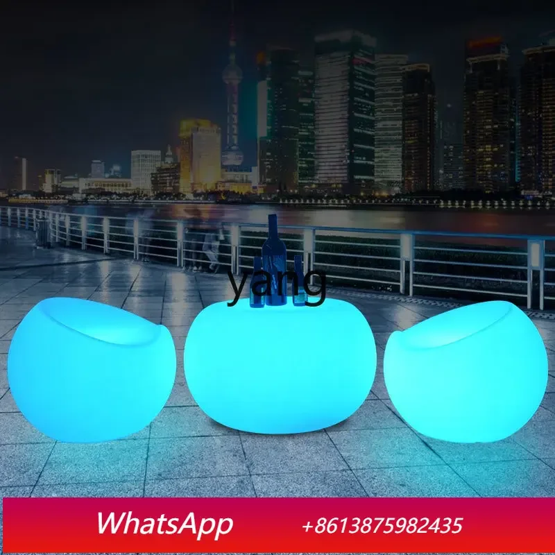 

LTT Round Outdoor Remote Control Luminous Table Chair Ball Shape Sofa Bar Stool Coffee Table plaid Chair