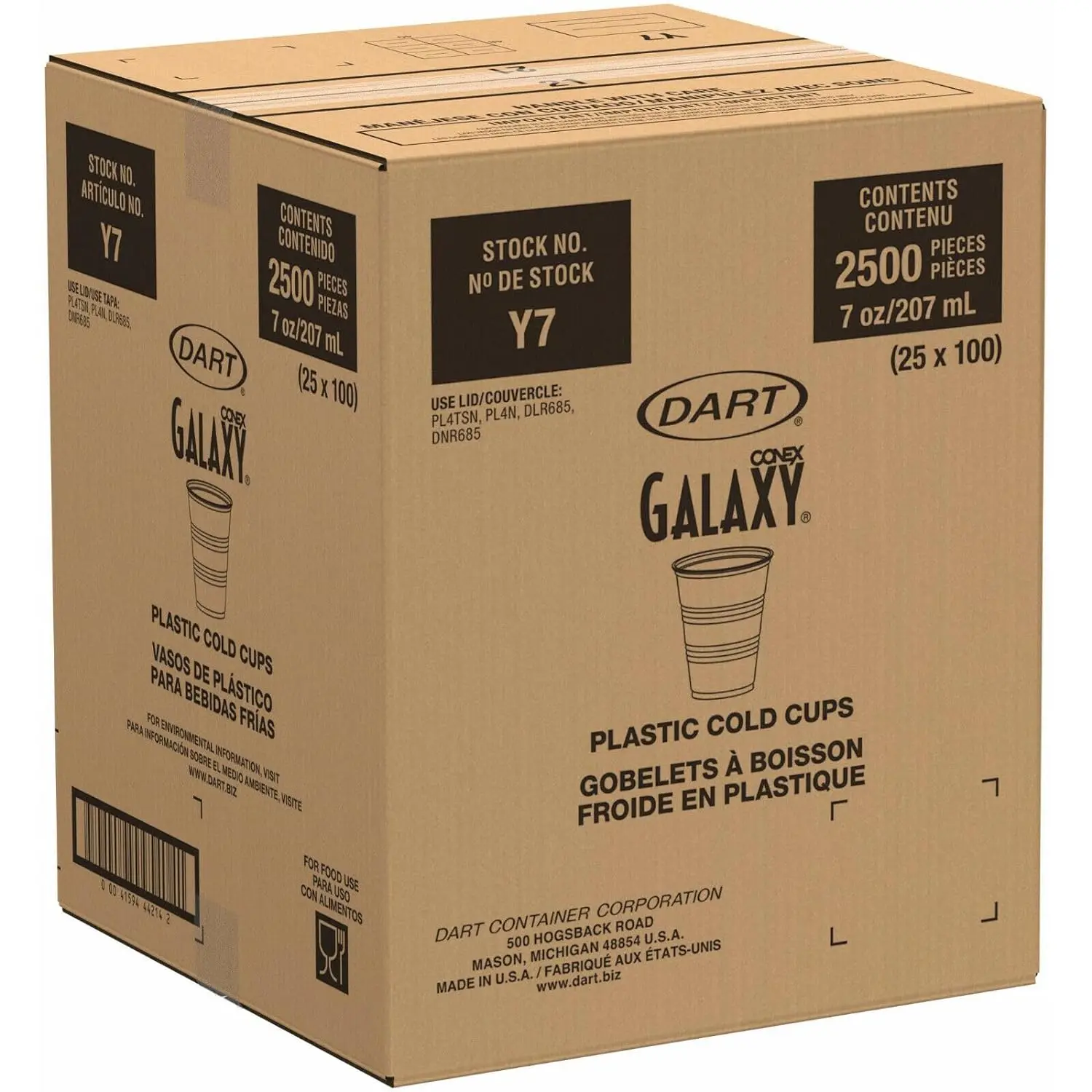 Dart Y7 Conex Galaxy 7 oz. Translucent Plastic Cold Cup - 2500/Case