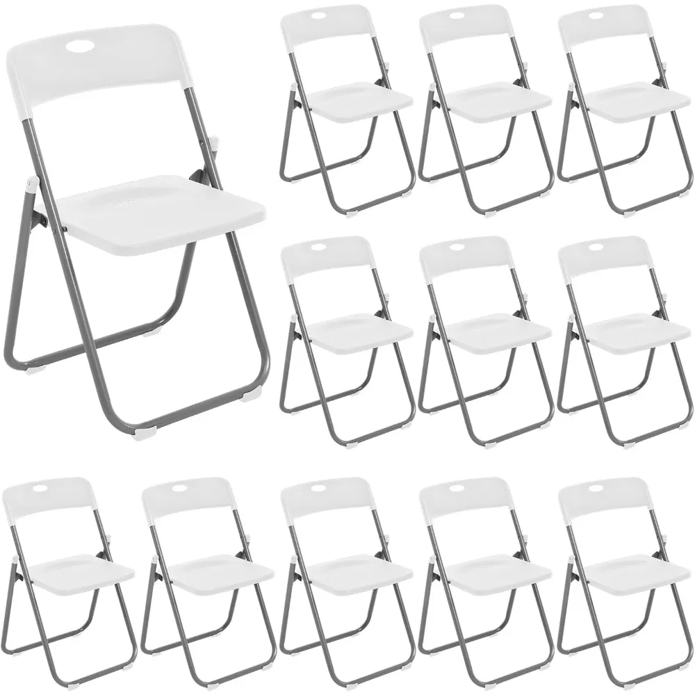 Paquete de 12 sillas plegables de plástico con capacidad de 330 libras, silla plegable apilable, silla plegable de Metal portátil, sillas plegables para eventos