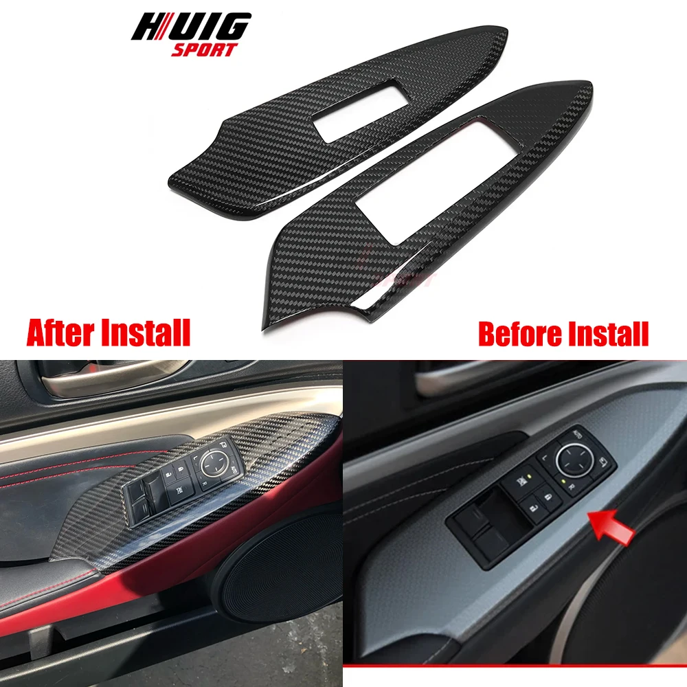 LHD Carbon Fiber For Lexus RC 200t 300 350 RC F Sport 2015-2018 Car Interior Window Switch Lift Lock Panel Trim Accessories