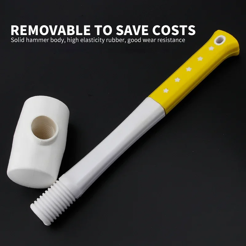 1Pcs Rubber Mallet, Wood Handle Rubber Hammer for Tile Flooring Installation, Plastic Nylon Hammer, Soft Rubber Head