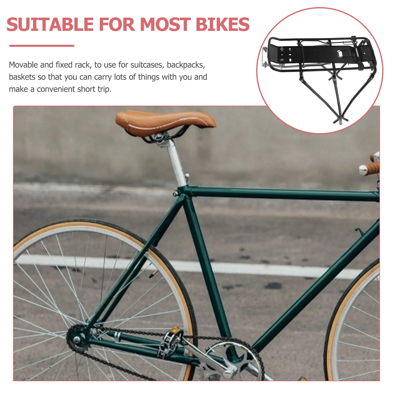 Mountain Bike Cargo Rack Lightweight Durable Bike Rear Carrier For Road Quick Install Folding Explorer Touring Bicycle