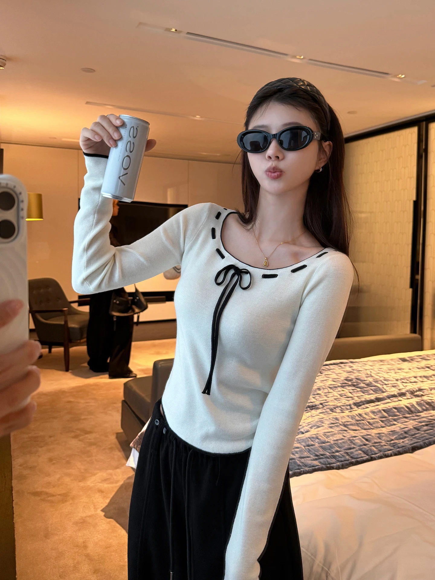 

EKOOL Women's Knitted Woolen Sweater ort Slim Fit Long Sve Spring New Sle Knot Design Korean Sle Polyester...