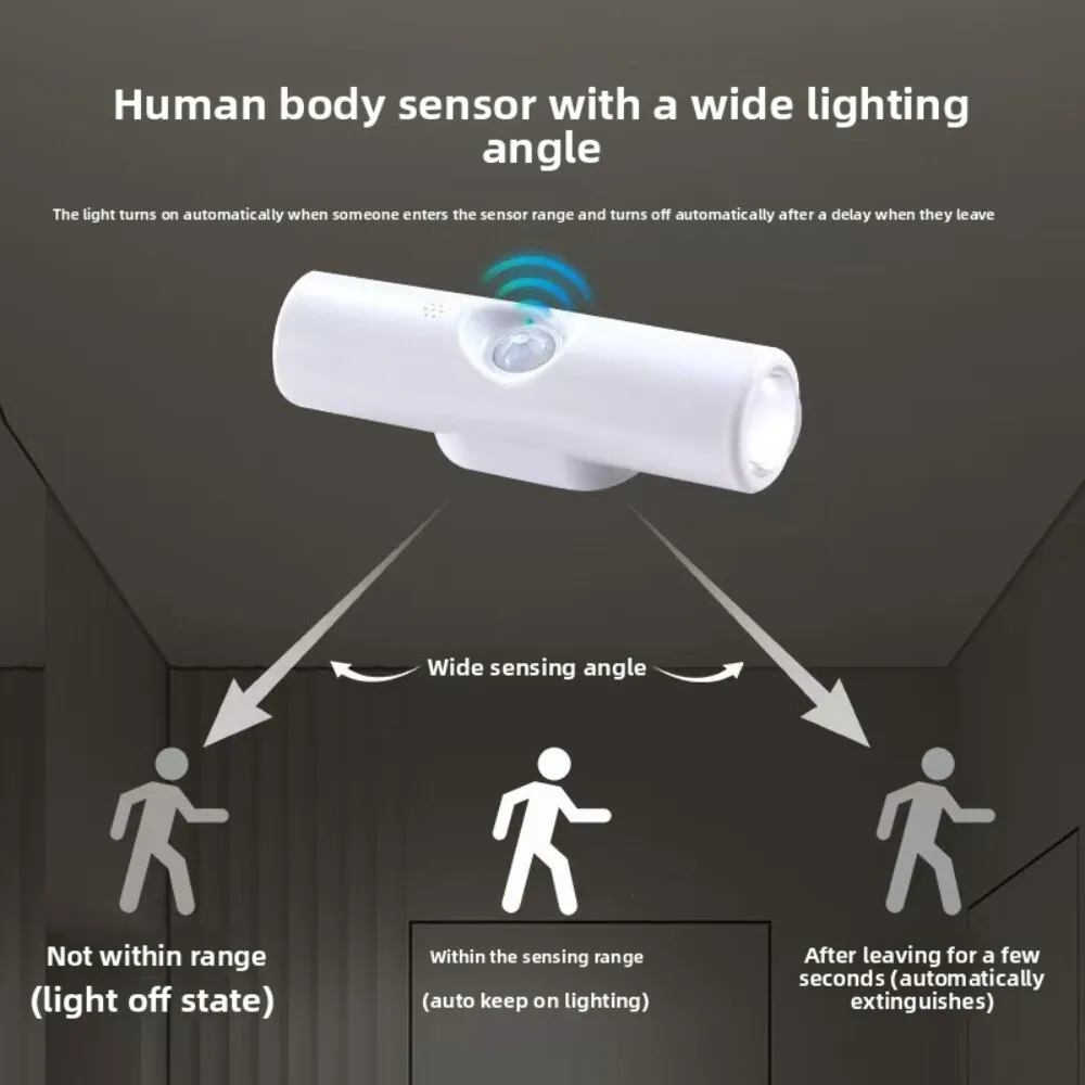 ضوء ليلي بمستشعر مغناطيسي لجسم الإنسان بدون مثقاب قابل لإعادة الشحن مع تصميم عين القطة لدرج مدخل غرفة النوم #4