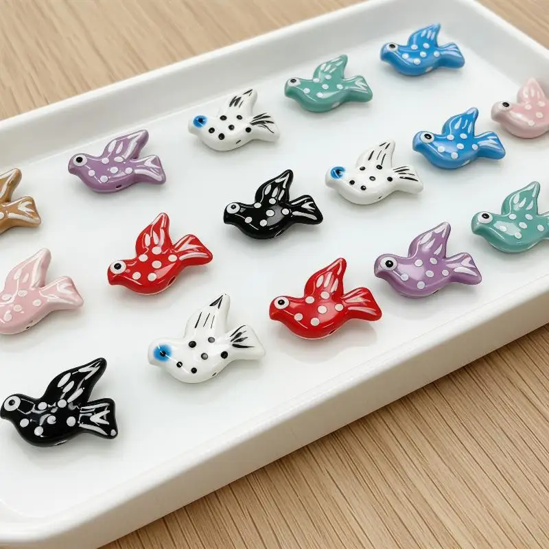 Peace Dove Ceramic Bird-Shaped Beads DIY Necklace Earrings Jewelry Accessories Pendants Loose Beads For Crafting view 6