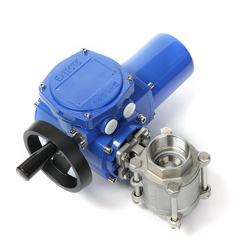 Electric ball valve three-piece air vapor high pressure explosion-proof cut off regulation valve wire NPT thread BSP