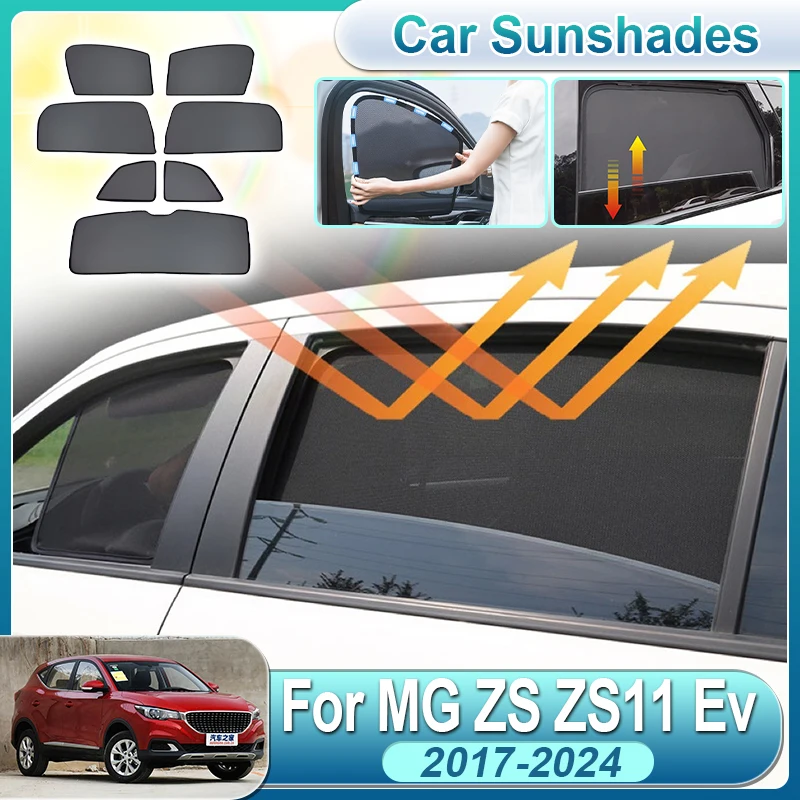 

Car Sun Visor Covers For MG ZS Accessories ZS11 EV 2017-2024 Magnetic Curtain Mesh Front Rear Window Sunshades Auto Accessories