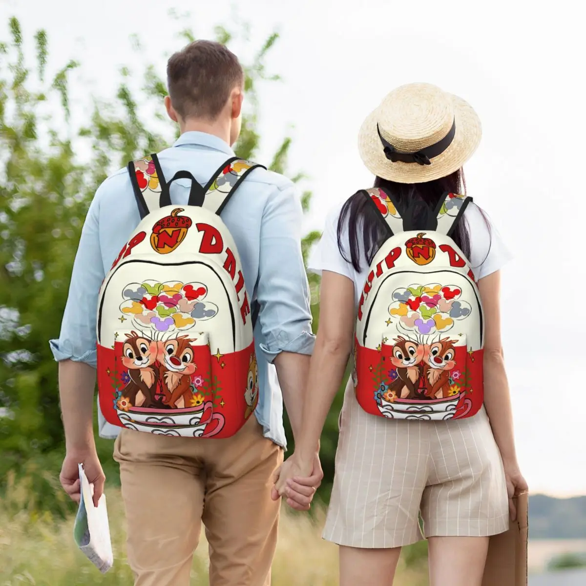 Chip y Dale Fanart alfombrilla de ratón mochila de Disney para estudiantes de secundaria, viaje diario para regalo, mochila de hombro resistente