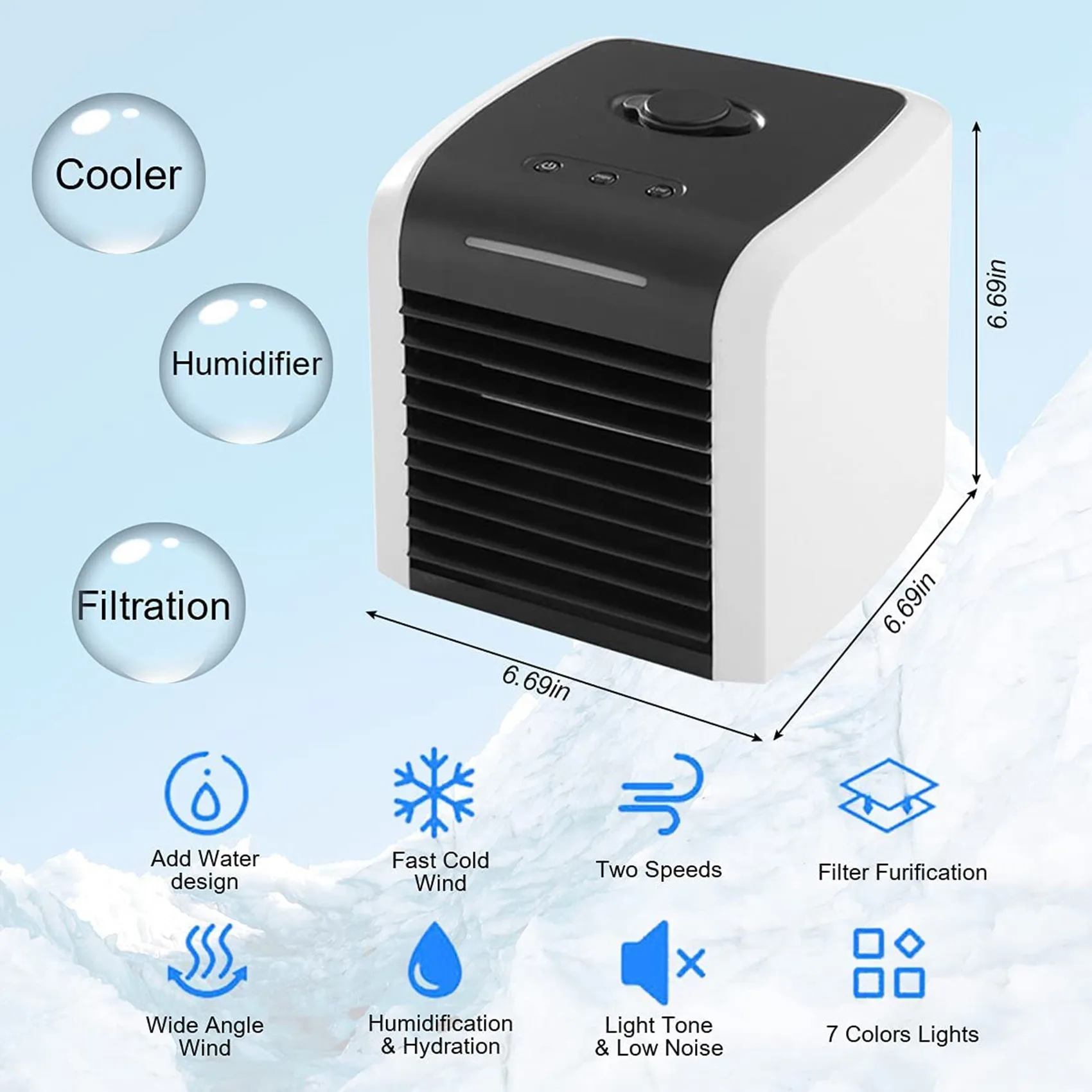 AB43-Portable Air Conditioner,Mini Personal Evaporative Air Cooler Desk Fan