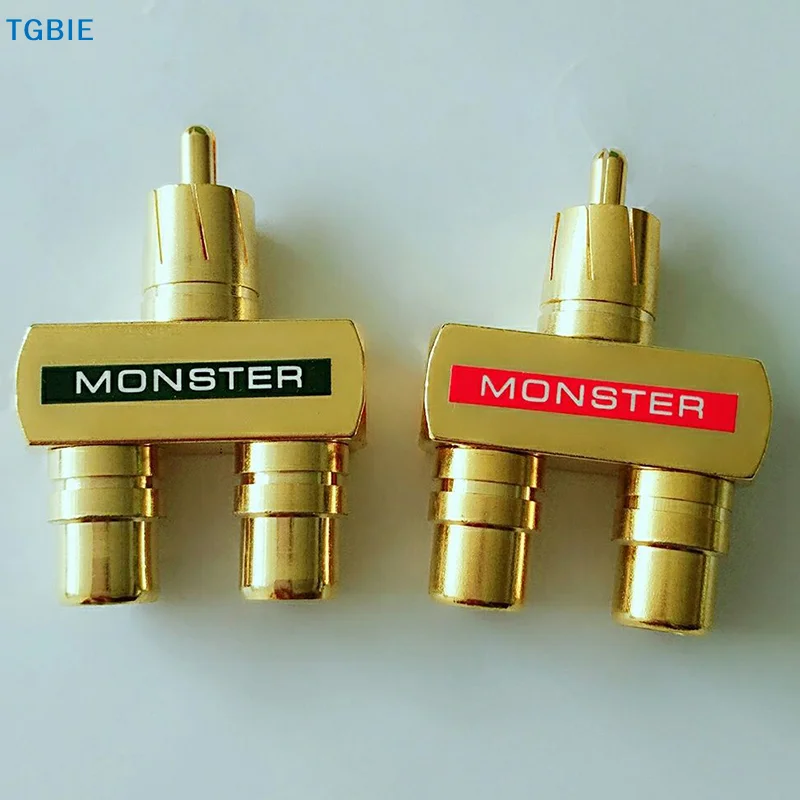 [TL]【TL】1PC Random Color  RCAxMale Plug To 2xRCA Female Sockets Connectors Excellent Audio Terminals