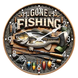 Fashionable Fish Pattern Wooden Wall Clock for Living Room, Bedroom, Kitchen, Home Decoration, Silent Quartz Clock, Holiday Gift, 10 Inches, 12 Inches (No Battery)