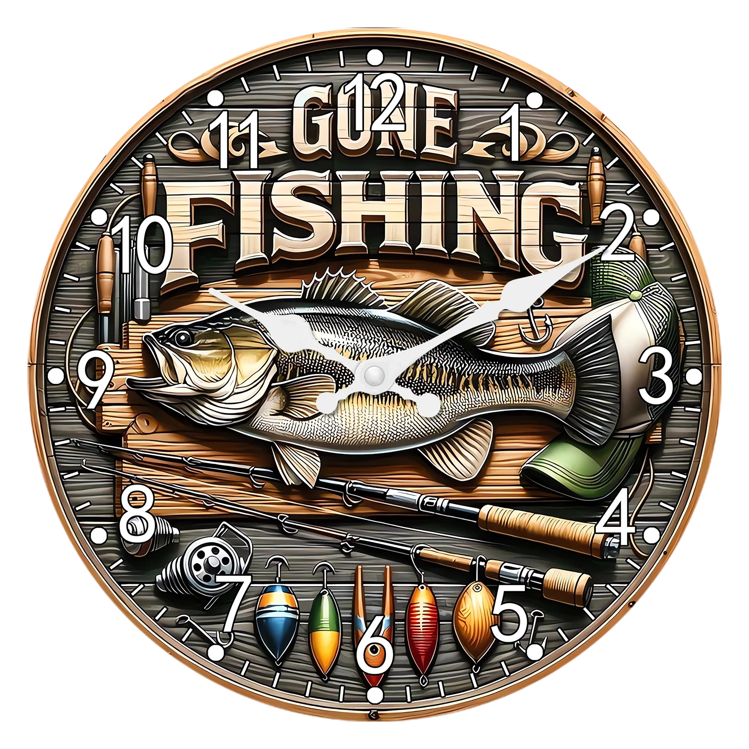 Fashionable Fish Pattern Wooden Wall Clock for Living Room, Bedroom, Kitchen, Home Decoration, Silent Quartz Clock, Holiday Gift, 10 Inches, 12 Inches, 14inch, 16inch (Battery Not Included)