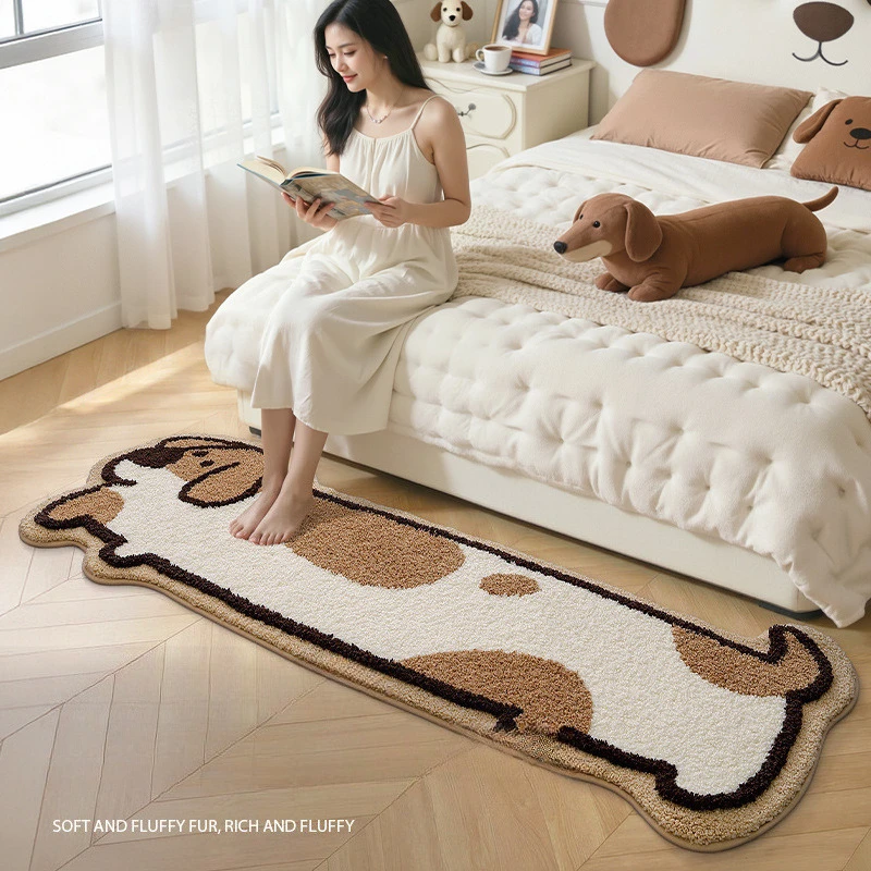 Cartoon Animal Shape Rug, Bedside Carpet, Decorative Mat for Bedroom Living Room, Thick Tufted Non Slip, Absorbent Quick Dry