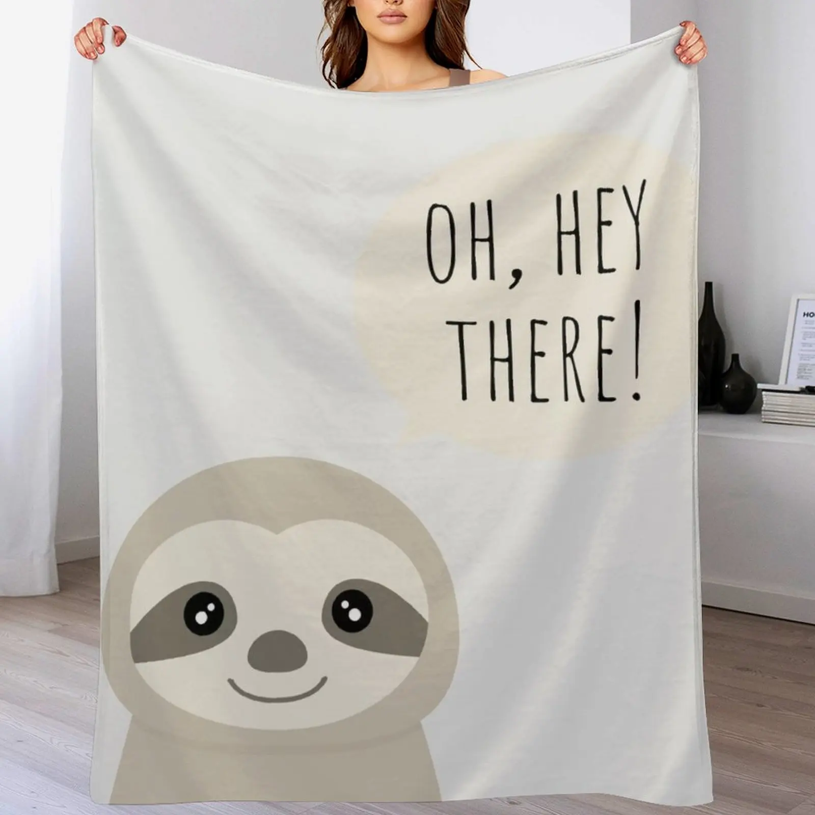 

Oh, Hey There Sloth Throw Blanket Furry Plaid on the sofa Blankets