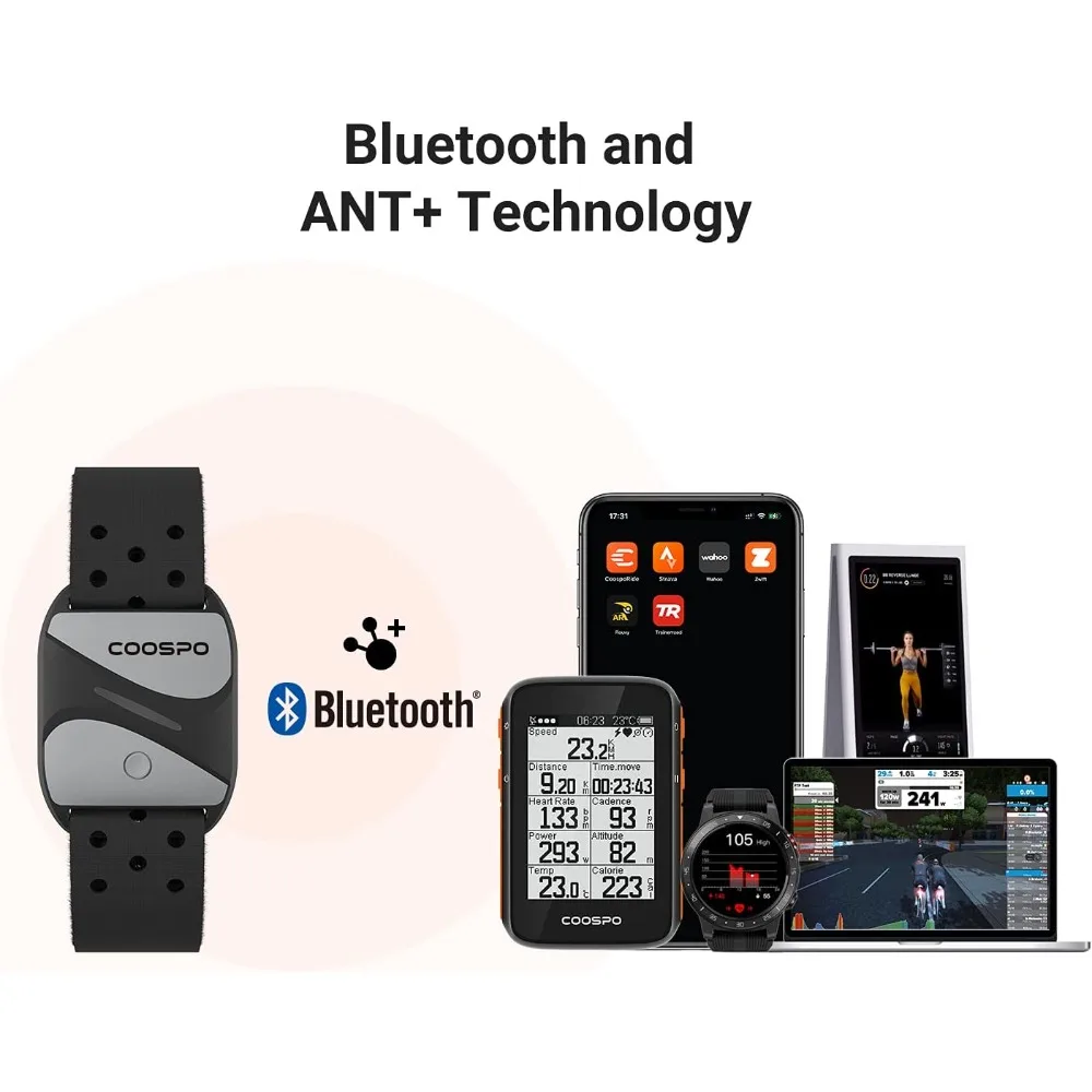 

Heart Rate Monitor Armband HW807, Bluetooth 5.0 ANT+ HRM with HR Zone LED Indicator, Tracking Heartbeat HRV