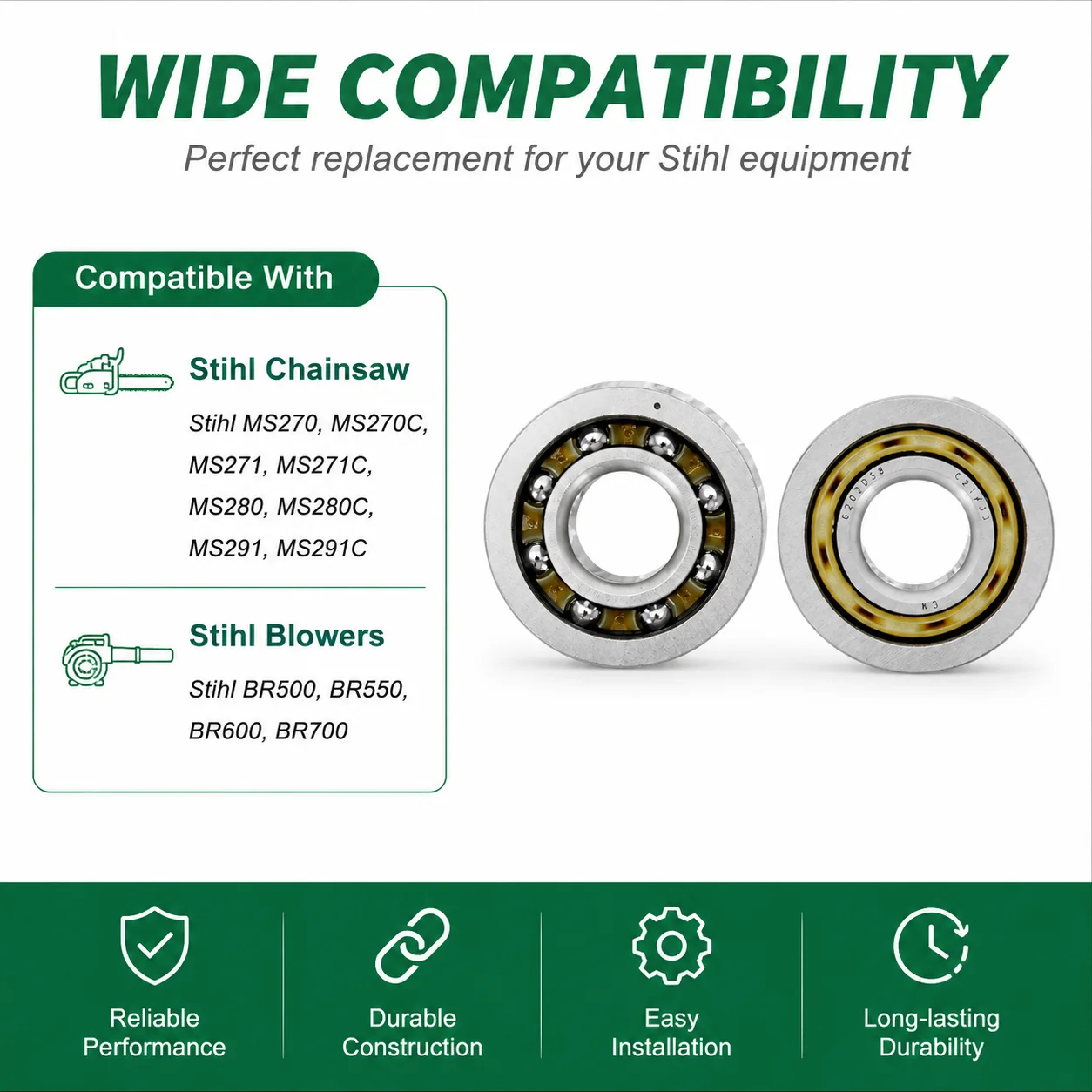 Crankshaft Bearing Oil Seal Kit for Stihl MS270 MS271 MS280 MS291 Chainsaw Replacement Kit Replaces 9523 003 4301 9639 003 1585