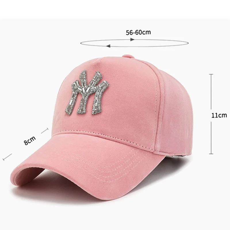 Autumn Winter Diamond Velvet Letter Baseball Cap Fashion Adult Outdoor Snapback Sport Golf Caps Women Men Hip Hop Sunshade Hat