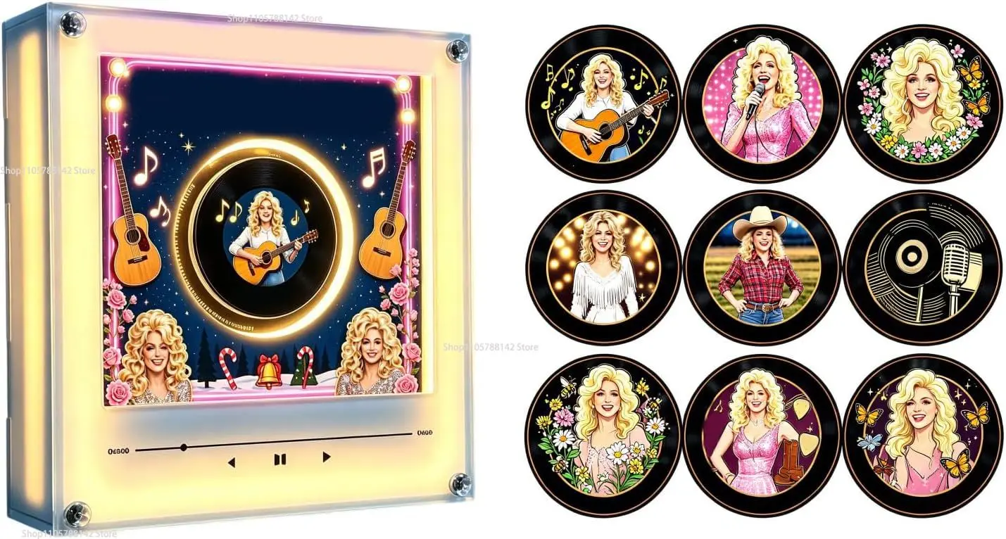 Dolly Music Magnets for Refrigerator Mini Magnetic Vinyl Player for Fridge Player Music Box Gift For Country Music Fans Decor