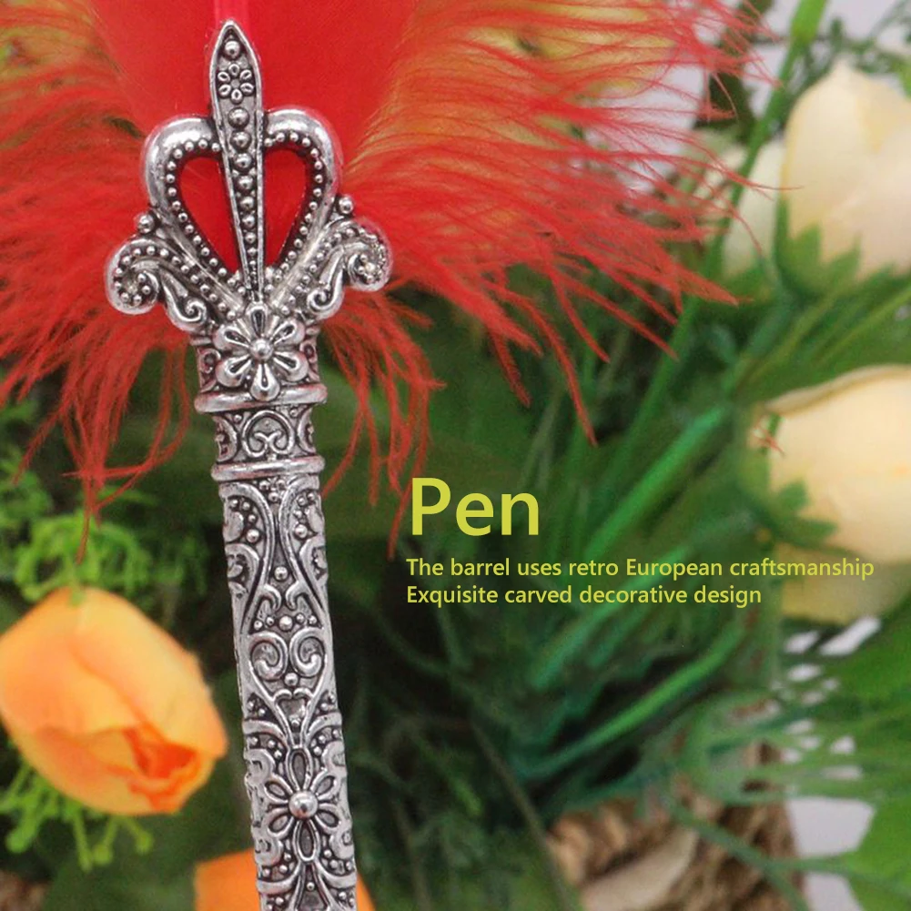

Feather Fountain Pen Calligraphy Pen Quill Oblique Fountain Pen Ink+5 Pen Nibs