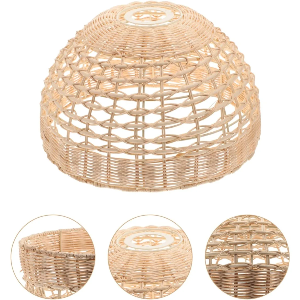 

D28-H16cm Beige Rattan Pendant Lamp Shade E26/E27 Chandeliers Light Fixture for Bedroom Decor Pendant Lights Cover Ceiling Lamps