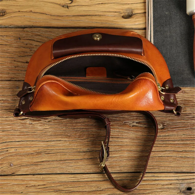 High quality genuine leather men\'s multifunctional waist pack fashion luxury real cowhide chest bag motorcycle crossbody bag