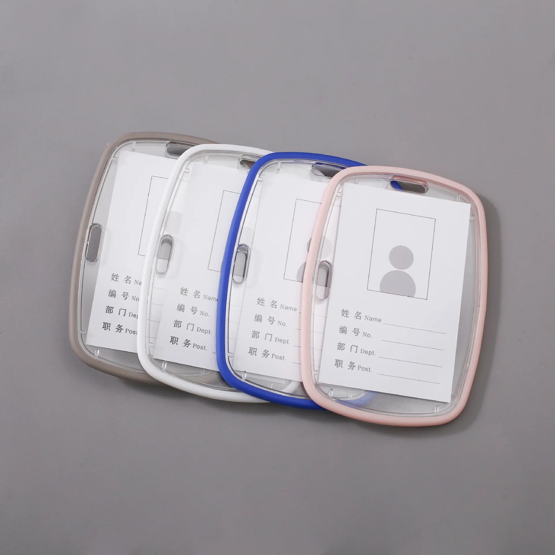 Tarjetero de doble uso, tarjetero con borde de silicona de doble cara, funda transparente para tarjetas para viajes escolares y de oficina