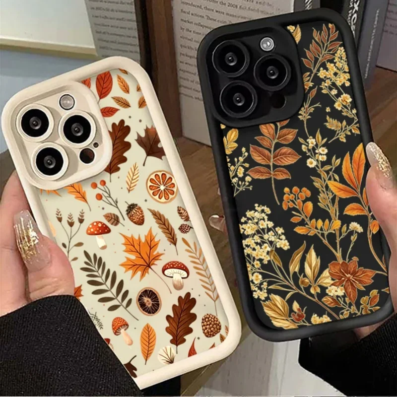Fallen Leaves Mushrooms Case For Samsung Galaxy A57 A37 A27 A14 A54 A26 A06 A05 A05S A24 A25 S20 S21 Plus Ultra FE Cover