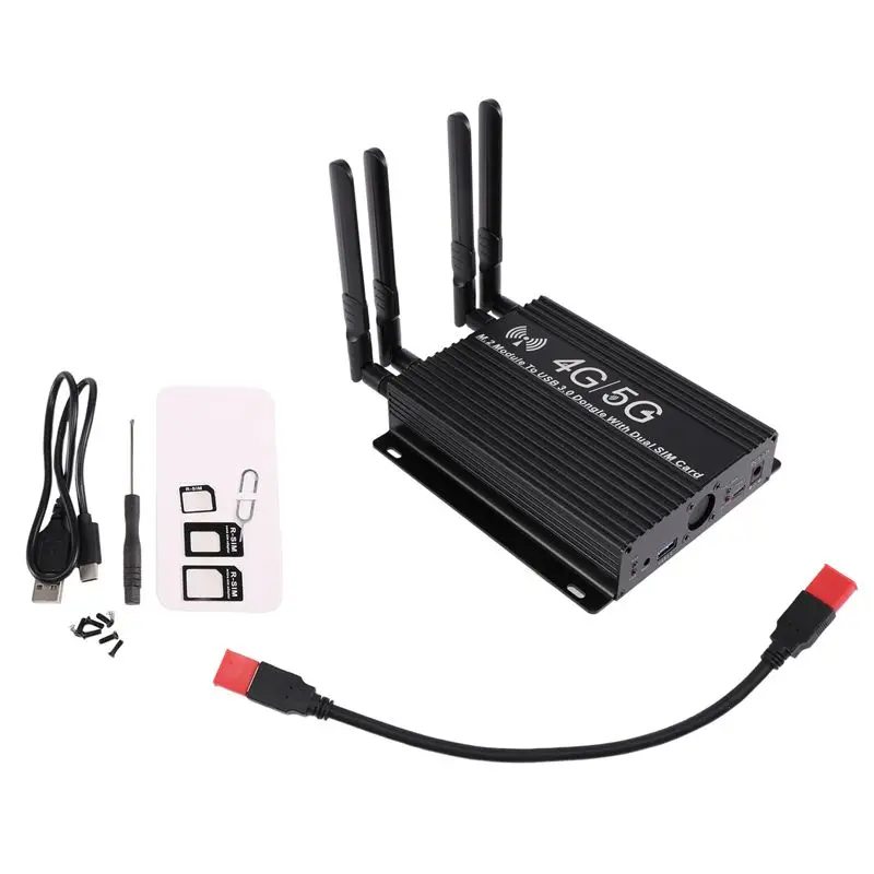 

A29F-NGFF(M.2) 4G/5G Module To USB 3.0 Adapter With Cooler Fan/Dual SIM Card Slot And Auxiliary Power