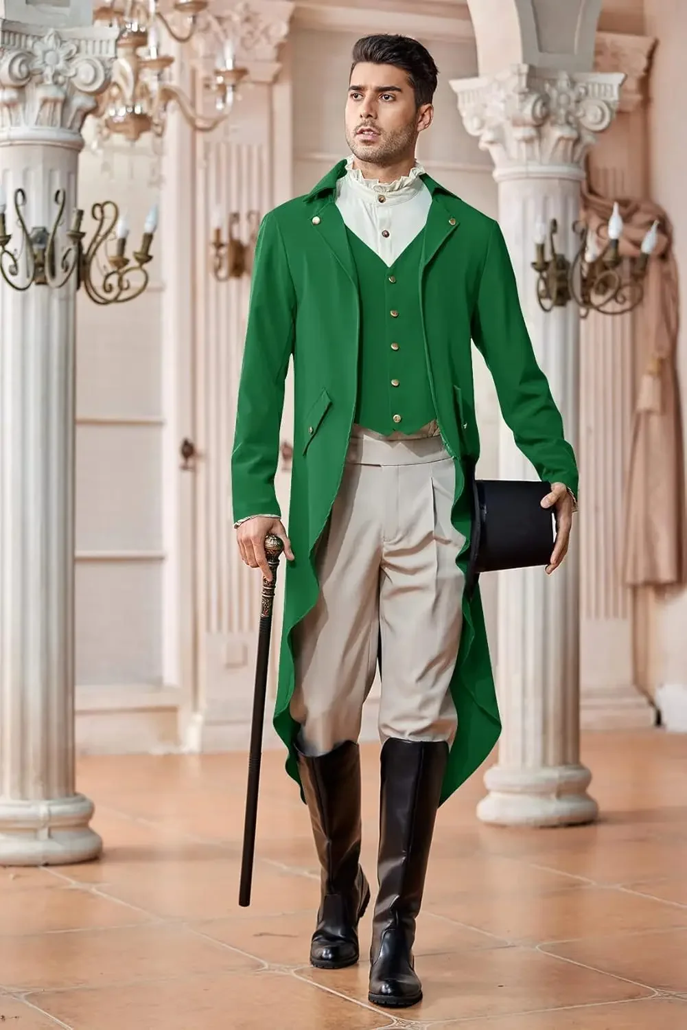 LisdinoMens Steampunk Gothic Jacket Victorian Tailcoat Vintage Halloween Costume Tuxedo Coat Uniform